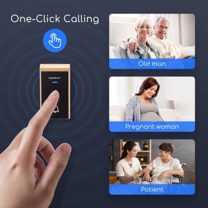 Aigostar - Bežični zvonac za utičnicu 230V/12V IP44 crni