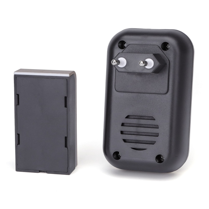 Aigostar - Bežični zvonac za utičnicu 230V/12V IP44 crni