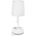 Aigostar - Bijela stolna lampa s utičnicama i USB portovima 1xE27/60W/230V