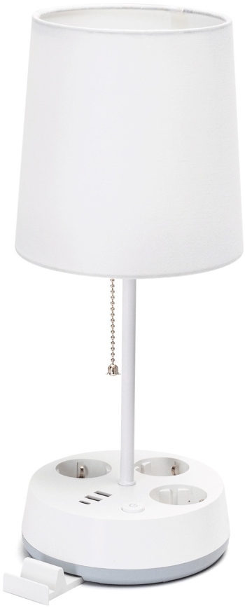 Aigostar - Bijela stolna lampa s utičnicama i USB portovima 1xE27/60W/230V