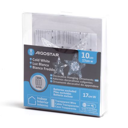 Aigostar - Božićna LED dekoracija 10xLED/3xAA hladno bijela zvijezda