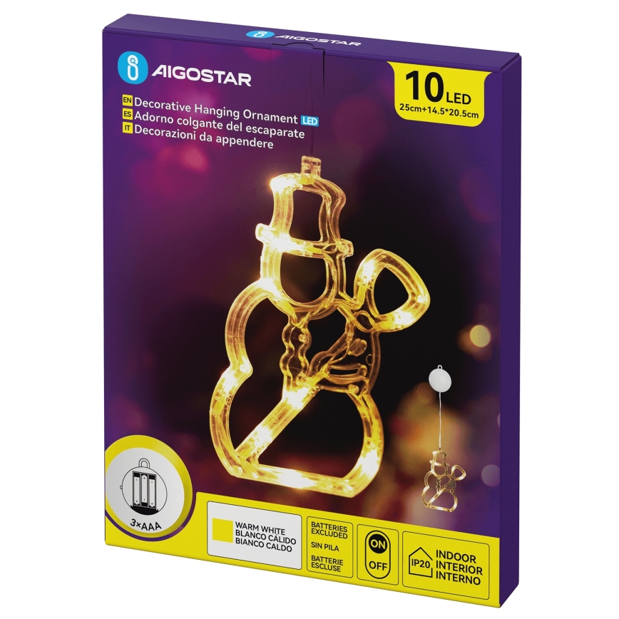Aigostar - Božićna LED dekoracija 10xLED/3xAAA, snjegović, 20,5 cm