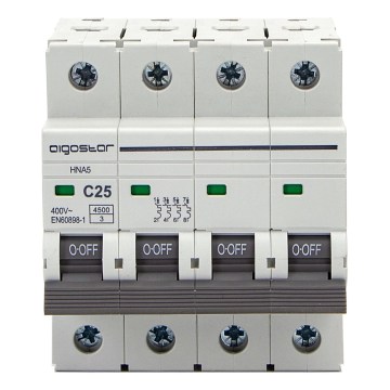 Aigostar - Četveropolni automatski osigurač 4P-25A-C 400V