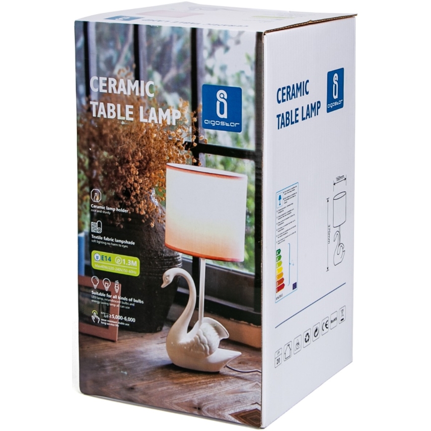Aigostar - Dječja lampica 1xE14/40W/230V labud bijela
