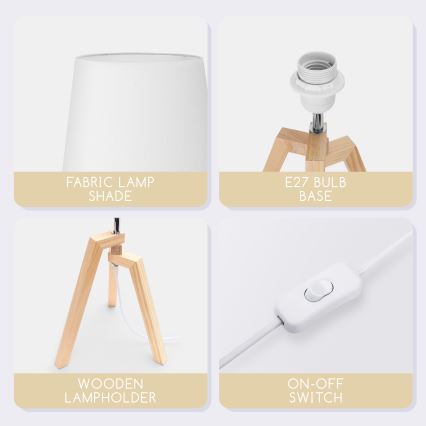 Aigostar - Drvena stolna lampa 1xE27/60W/230V od borovine