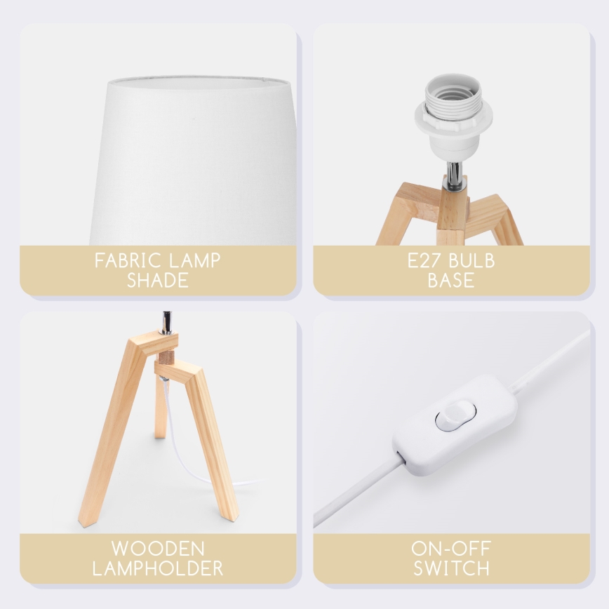 Aigostar - Drvena stolna lampa 1xE27/60W/230V od borovine