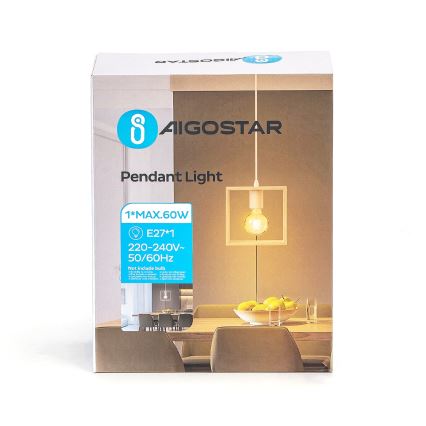 Aigostar - Drveni luster na sajli 1xE27/60W/230V borovina