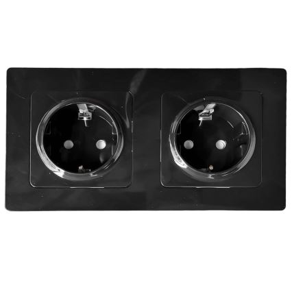 Aigostar - Dvostruka kućna utičnica s okvirom SCHUKO 230 V/16 A, crna