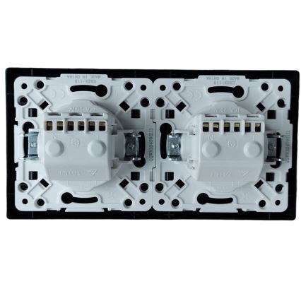 Aigostar - Dvostruka kućna utičnica s okvirom SCHUKO 230 V/16 A, crna