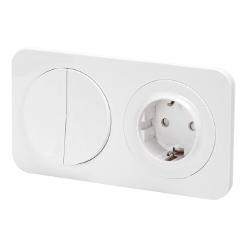 Aigostar - Dvostruki prekidač br. 5 i SCHUKO utičnica 230V s okvirom, bijela