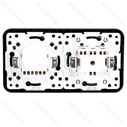 Aigostar - Dvostruki prekidač br. 5 i SCHUKO utičnica 230V s okvirom, crna