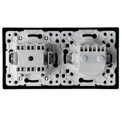 Aigostar - Dvostruki prekidač br. 6 i SCHUKO utičnica 230V s okvirom, crna