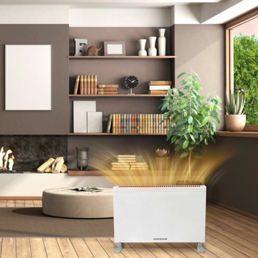 Aigostar - Električni konvektor s LCD zaslonom ECO/1250/2000W/230V + daljinski upravljač