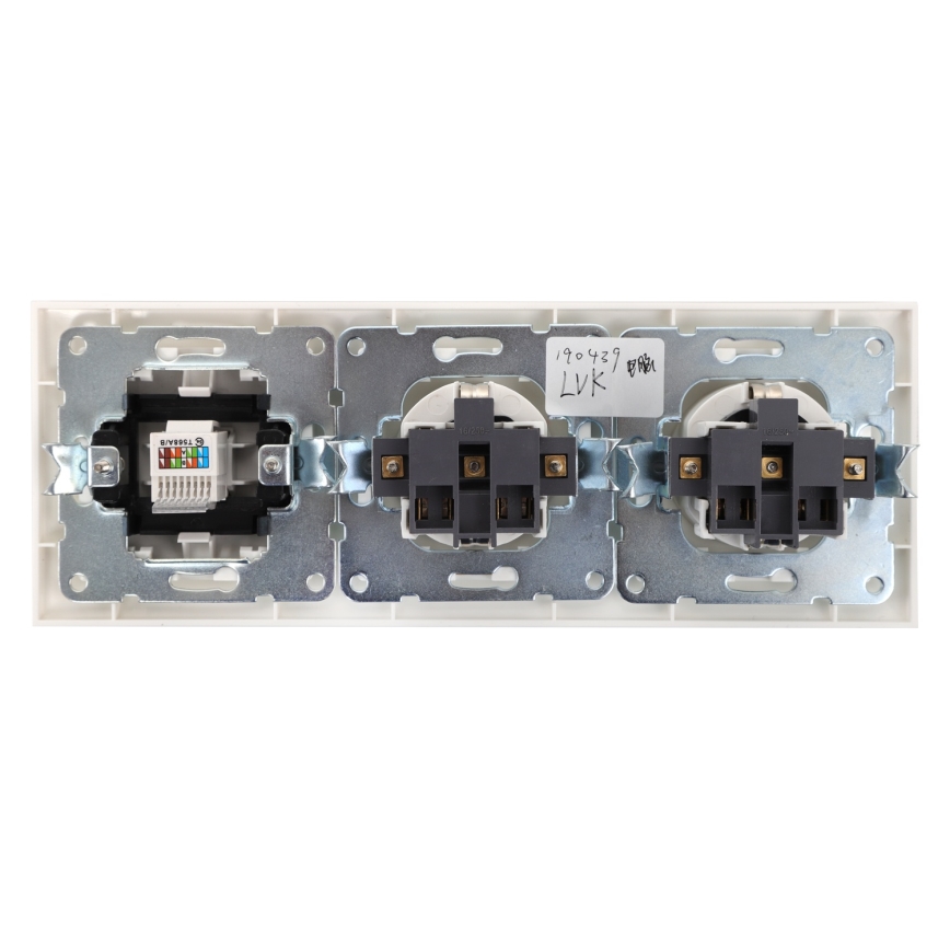Aigostar - Ethernet utičnica i 2x SCHUKO utičnica s bijelim okvirom