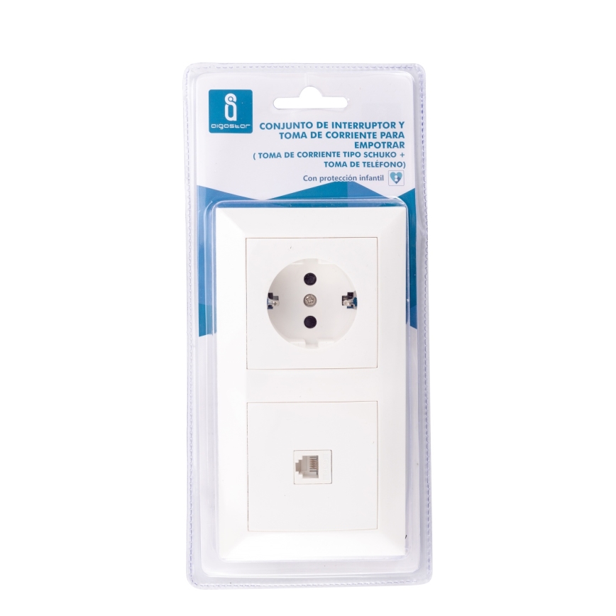 Aigostar - Ethernet utičnica i SCHUKO utičnica s bijelim okvirom