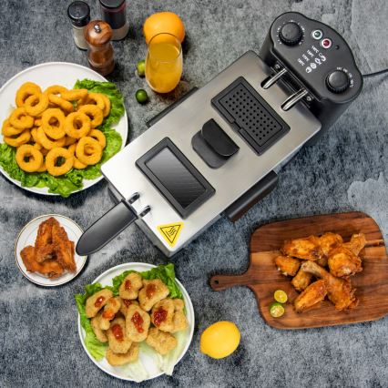 Aigostar - Friteza 2200W/230V 3l crna/mat krom