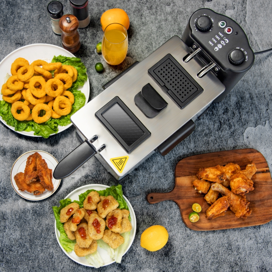 Aigostar - Friteza 2200W/230V 3l crna/mat krom