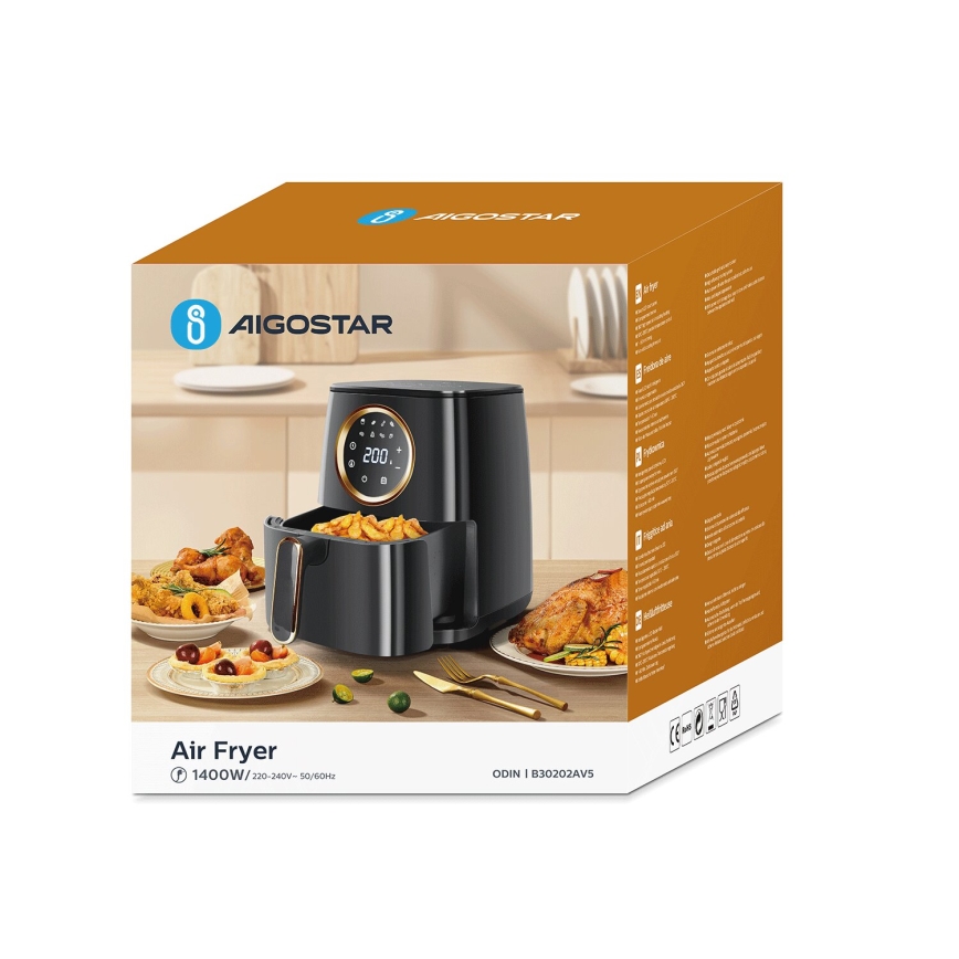 Aigostar - Friteza na vrući zrak 1400W/230V 4,2l crna