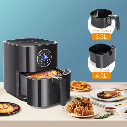 Aigostar - Friteza na vrući zrak 1500W/230V 3,5l crna