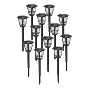 Aigostar - Komplet 12x LED solarnih lampi LED/0,06W/2V 33,8 cm 6500K 100 mAh IP44 crna