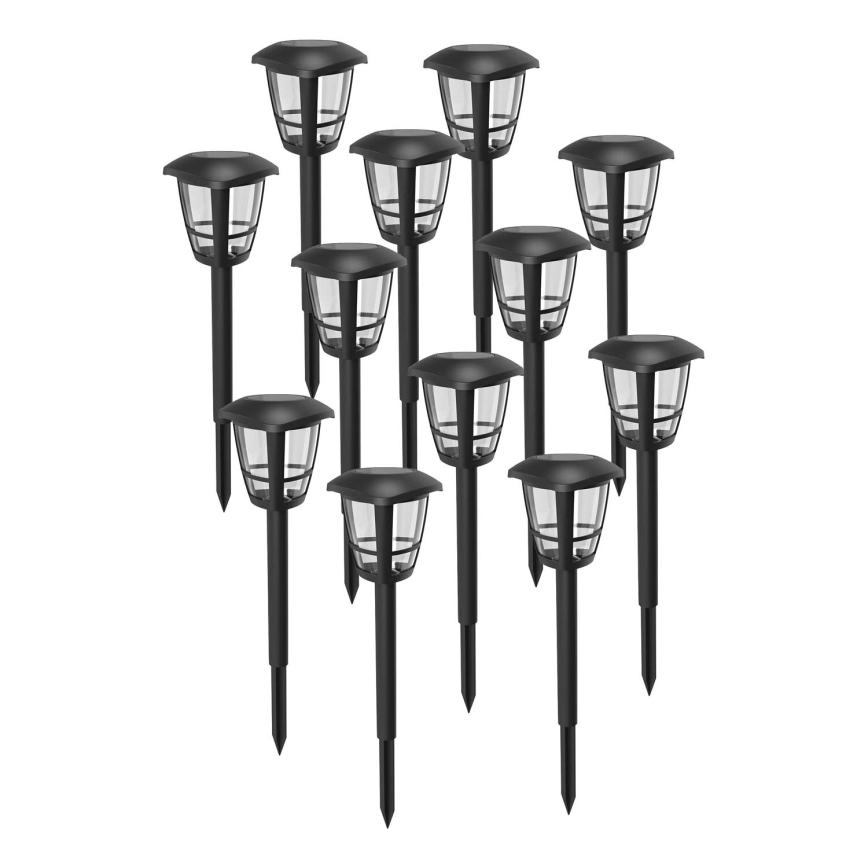 Aigostar - Komplet 12x LED solarnih lampi LED/0,06W/2V 33,8 cm 6500K 100 mAh IP44 crna