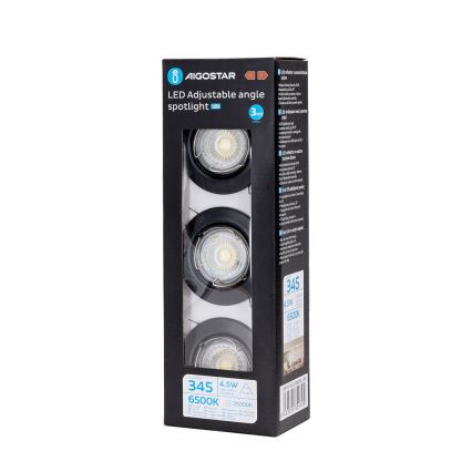Aigostar - KOMPLET 3x LED ugradna stropna svjetiljka 1xGU10/4,5W/230V 6500K crna