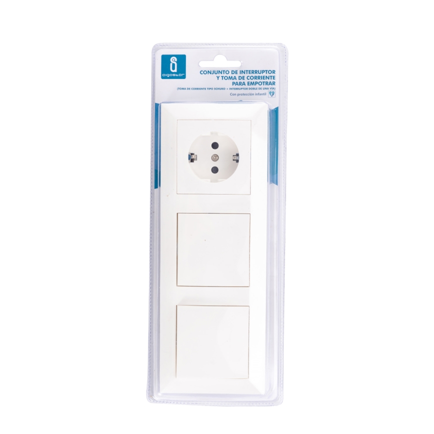 Aigostar - Komplet od 2 kućnih prekidača s utičnicom 1x16A/250V SCHUKO
