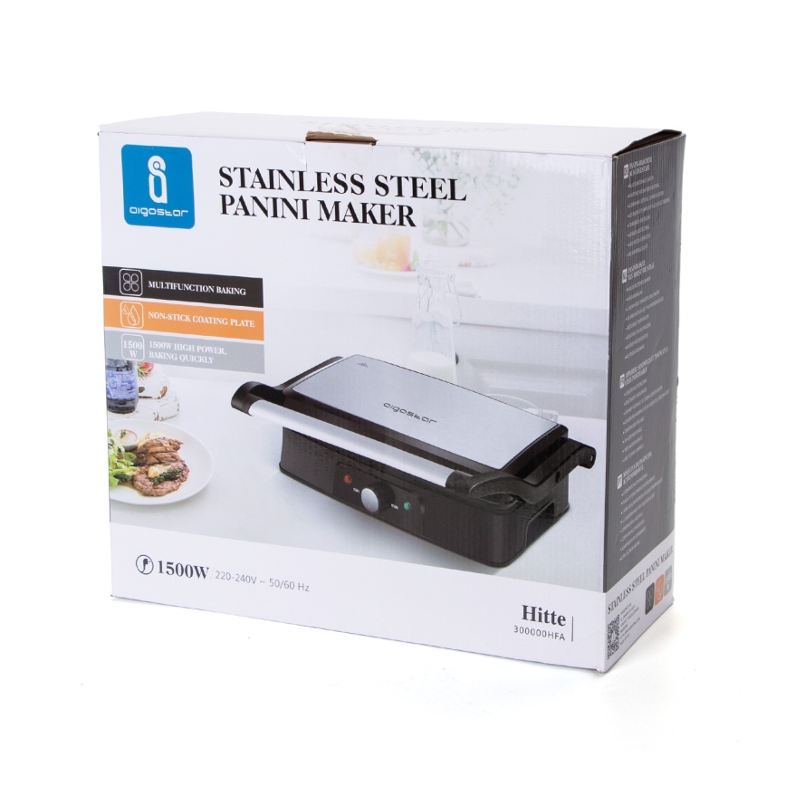 Aigostar - Kontaktni roštilj 1500W/230V mat krom/crna