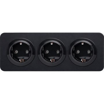 Aigostar - Kućna utičnica s okvirom 3Z SCHUKO 250V/16A crna