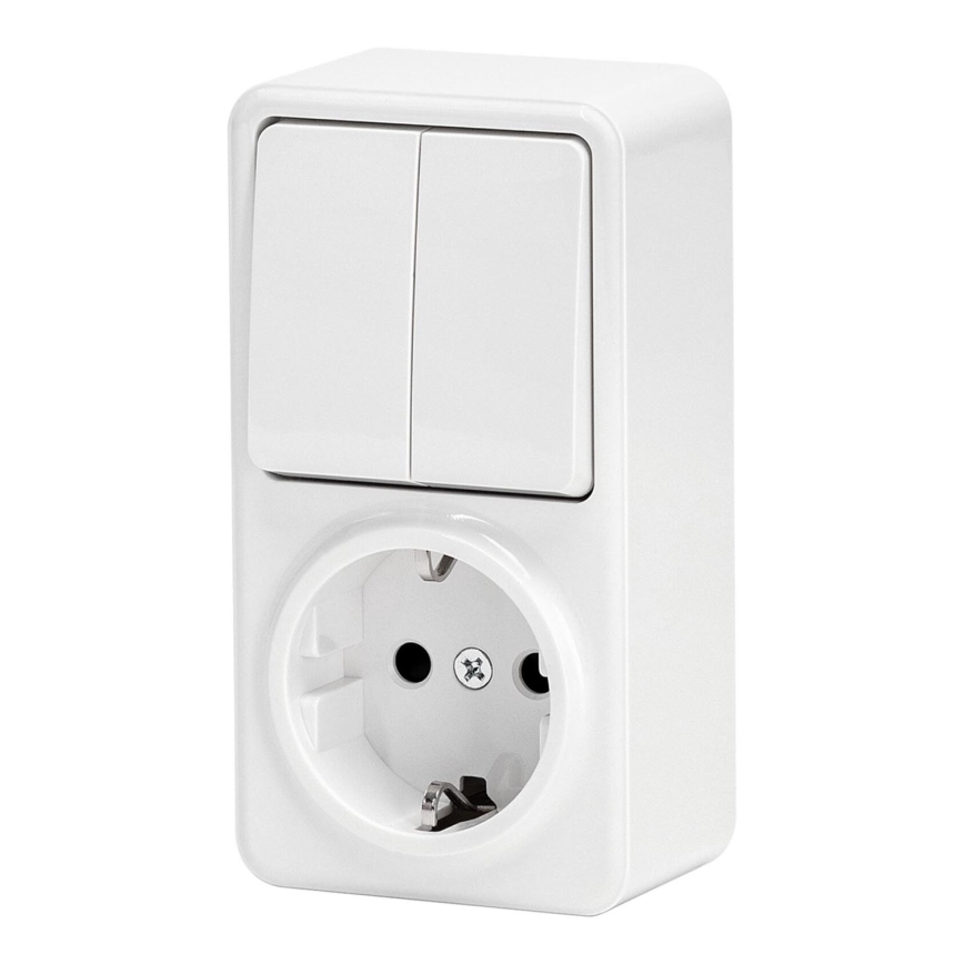 Aigostar - Kućni prekidač 2P s utičnicom 1x10A/250V
