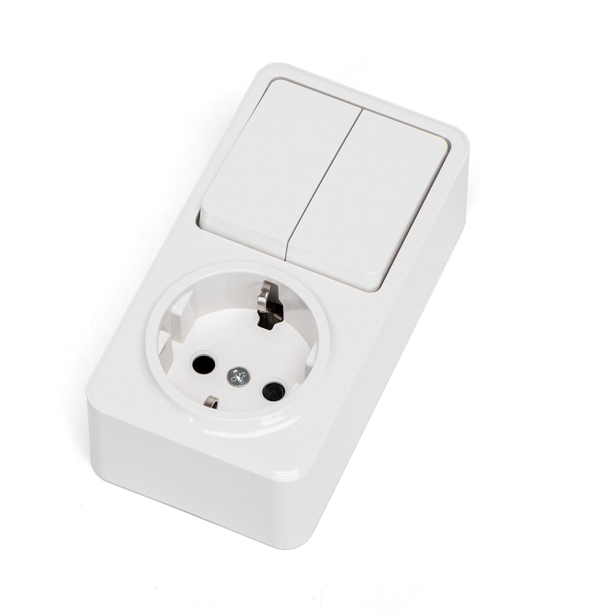 Aigostar - Kućni prekidač 2P s utičnicom 1x10A/250V