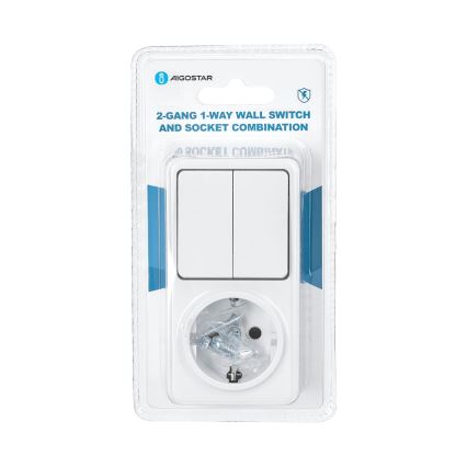 Aigostar - Kućni prekidač 2P s utičnicom 1x10A/250V