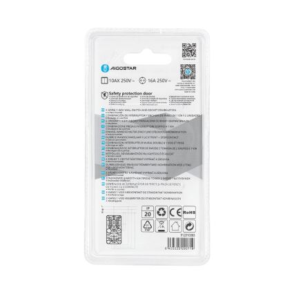 Aigostar - Kućni prekidač 2P s utičnicom 1x10A/250V