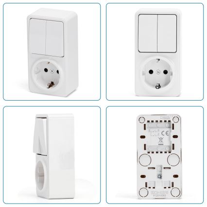 Aigostar - Kućni prekidač 2P s utičnicom 1x10A/250V SCHUKO