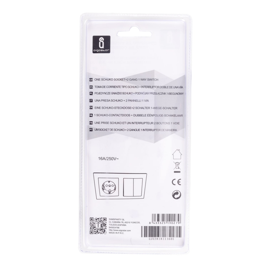 Aigostar - Kućni prekidač s utičnicom 1x16A/250V