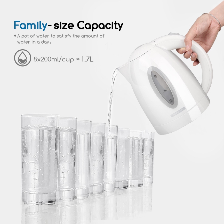 Aigostar - Električna kuhala za vodu 1,7 l 2200W/230V bijela