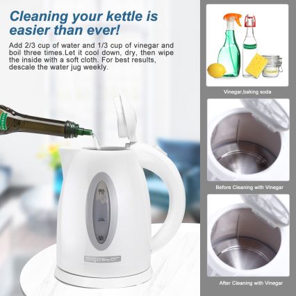 Aigostar - Električna kuhala za vodu 1,7 l 2200W/230V bijela