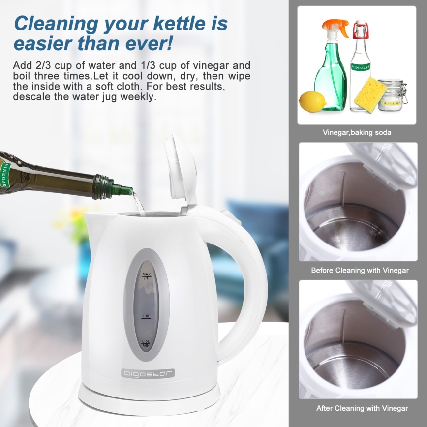 Aigostar - Električna kuhala za vodu 1,7 l 2200W/230V bijela