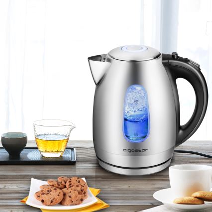 Aigostar - Kuhalo za vodu 1,7 l 2200W/230V mat krom/crna