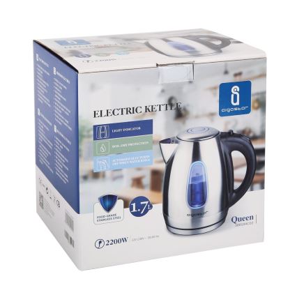 Aigostar - Kuhalo za vodu 1,7 l 2200W/230V mat krom/crna