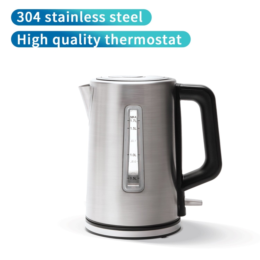 Aigostar - Kuhalo za vodu 1,7l 2200W/230V mat krom