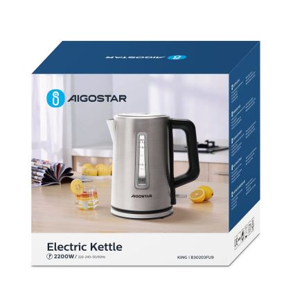 Aigostar - Kuhalo za vodu 1,7l 2200W/230V mat krom