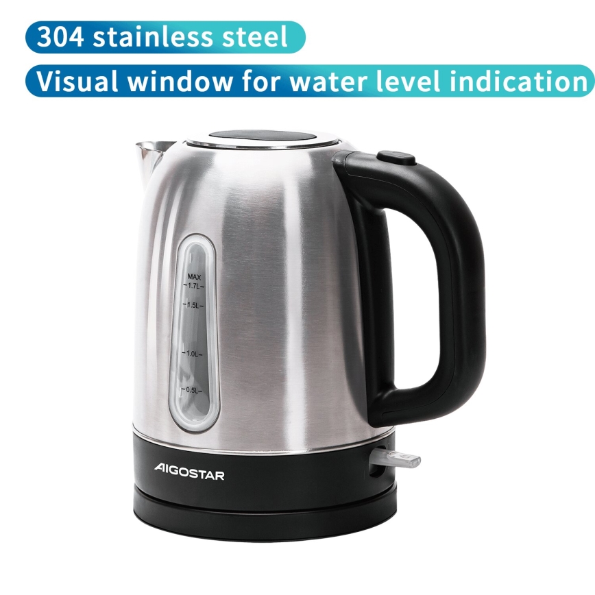 Aigostar - Kuhalo za vodu 1,7l 2200W/230V mat krom