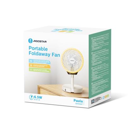 Aigostar - LED Bežični sklopivi ventilator s USB priključkom 6,5W/5V