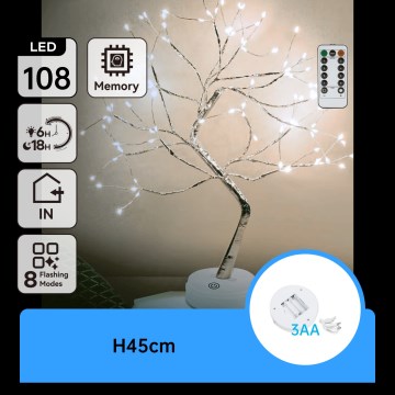 Aigostar - LED božićna dekoracija 108xLED/3xAA/8 funkcija 45 cm hladno bijela