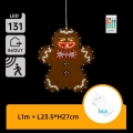 Aigostar - LED Božićna dekoracija 131xLED/3xAA IP44 + daljinski upravljač medenjak 27 cm