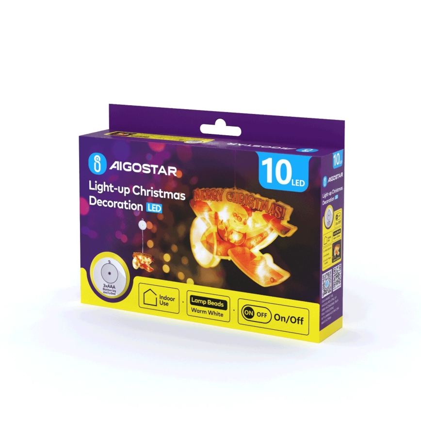 Aigostar - LED Božićna dekoracija LED/3xAAA božićni avion 17 cm