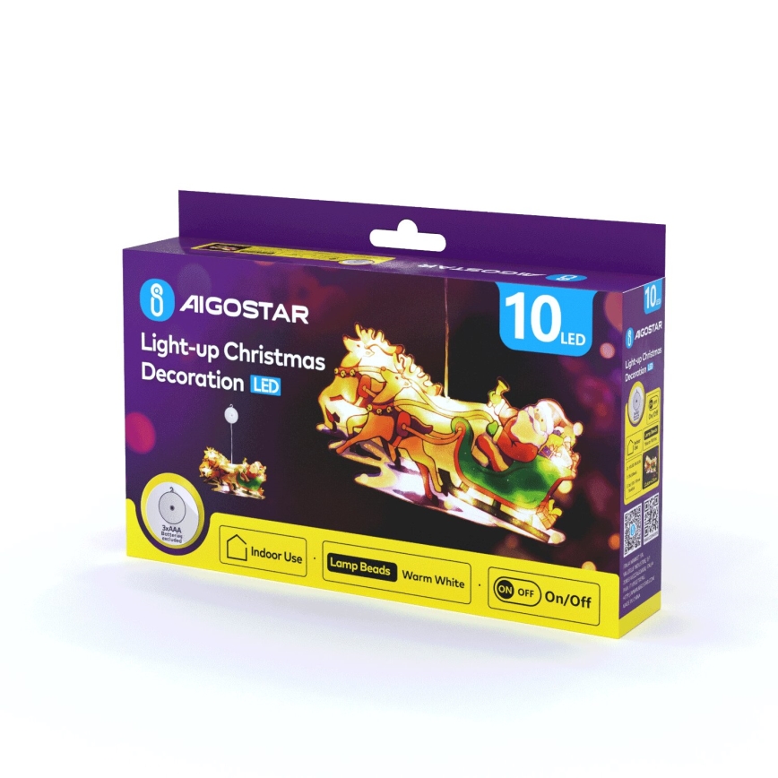 Aigostar - LED Božićna dekoracija LED/3xAAA Djed Božićnjak sa sobovima 13,4cm