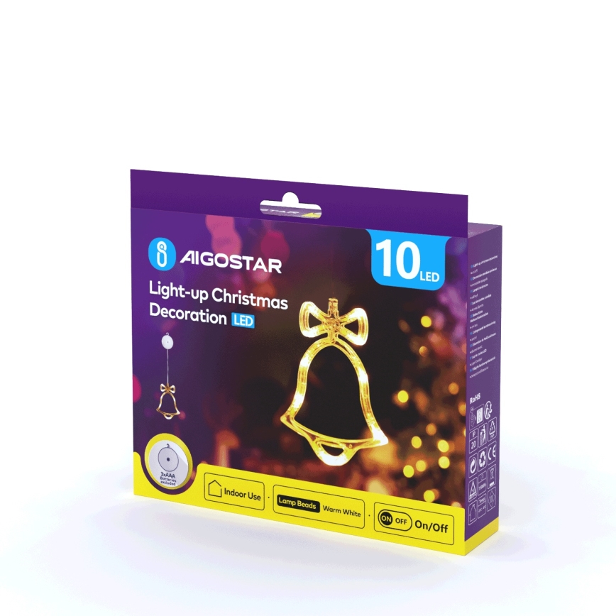Aigostar - LED Božićna dekoracija LED/3xAAA zvono 18 cm