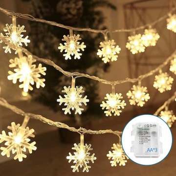 Aigostar - LED Božićna svjetlosna girlanda 20xLED/3xAA 3,3m pahuljice